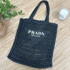 PRADA crochet tote bag basket raffia